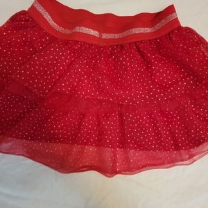 Little girls faded glory red tulle layered red skirt